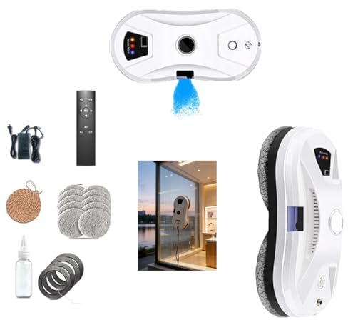 Hooha Lavavetri elettrico con prolunga, robot per finestre con funzione di rilevamento intelligente 5600 Pa potenza di aspirazione robot lavavetri per negozi, grandi vetrine di negozi
