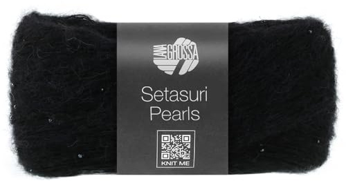 LANA GROSSA Setasuri Pearls | Feines Lace-Garn aus 50% Suri-Alpakafasern mit 22% Seide, 16% Baumwolle und 12% Glasperlen |25g Wolle zum Stricken & Häkeln | 140m GarnFB 216