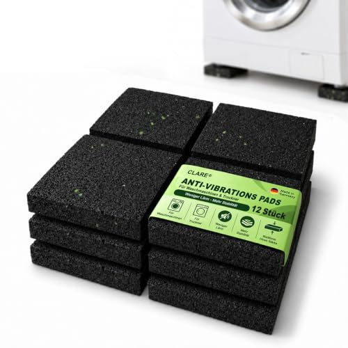 CLARE Premium Schwingungsdämpfer für Waschmaschine & Trockner – rutschfeste Antirutschpads als Waschmaschinenunterlage – weniger Vibrationen, Schleudergeräusche & Verrutschen