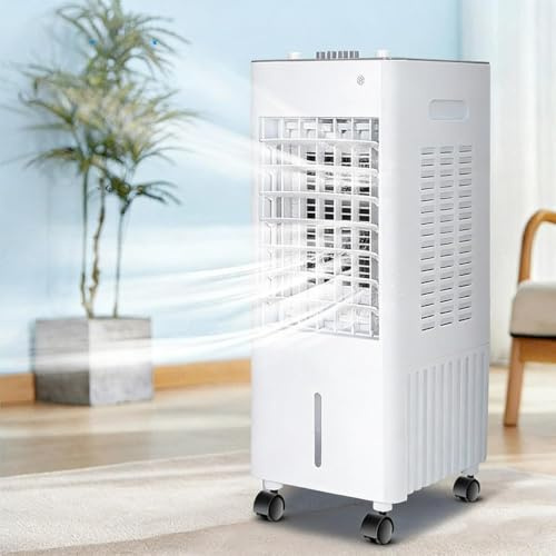 Enfriador De Aire Evaporativo De 8 Litros, Enfriador De Agua Portátil 3 En 1 Con Funciones De Enfriamiento, Ventilador Y Humidificador, Oscilación De Gran Angular De 120°, 3 Velocidades, Doble