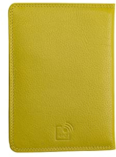 Josephine Osthoff Ausweisetui Reisepasshülle Hochformat Ausweishülle Leder Damen Gross Ausweistasche Herren Passport Cover RFID-Schutz Brieftasche ohne Münzfach (941), Farbe:Limone