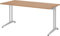 bümö Schreibtisch B-Serie 160x80 cm, Tischplatte aus Holz in Nussbaum, Gestell aus Metall in Silber - PC Tisch, Computertisch für's Büro, Office Bürotisch