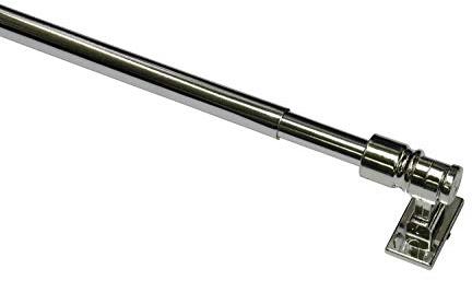 GARDINIA Caféhausstange California, Scheibenstange, Befestigung am Fenster, Zum Schrauben, Träger kürzbar, Ausziehbar: 50-85 cm, Ø 12 mm, Metall/Kunststoff, Chrom