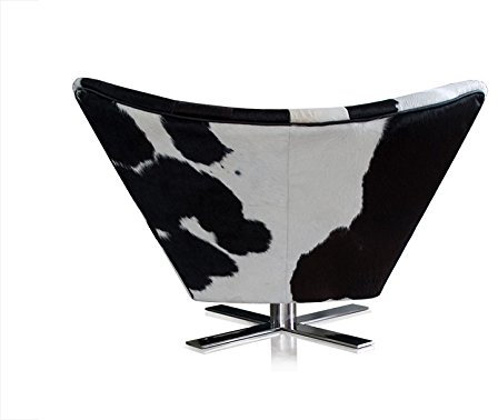 NEUERRAUM Wunderschöner V-förmiger drehbarer Kuhfell (Pony) Ohrensessel Fernsehsessel Armlehnsessel Lounge Sessel. Abbildung in Kuhfell Schwarz-Weiß.