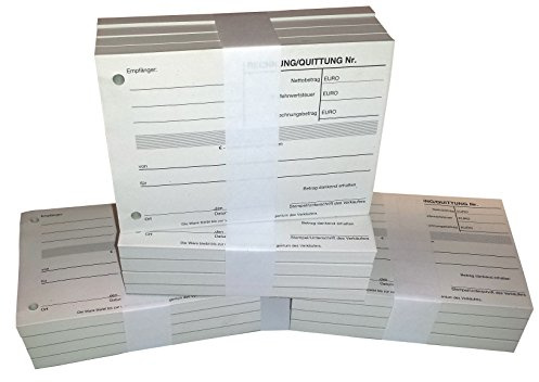 Druckerei Scharlau 16x Block Quittung - Quittungsblock RECYCLINGPAPIER - 100 Blatt DIN A6 Hochformat - gelocht - (22358)