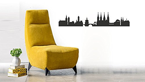Wandtattoo Bamberg Skyline Wandsticker Wanddekoration - Moderne Stylische Deko Vorraum Wohnzimmer Schlafzimmer - Vinyl Decal 60cm grau