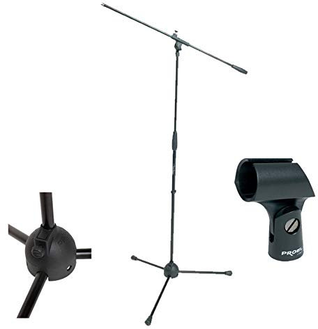 Proel RSM180 - Asta professionale a giraffa per Microfono con supporto microfonico Proel APM10, Nero - Bundle