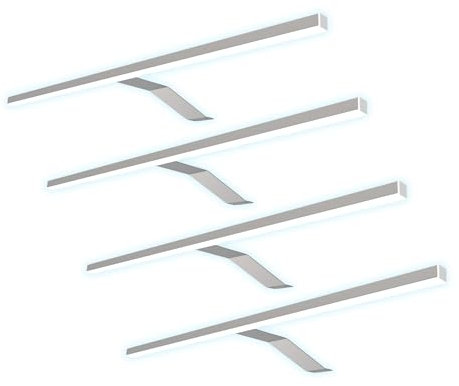 kalb Material für Möbel LED Kleiderschrankleuchte Aufbauleuchte Schrankbeleuchtung 1-4er SET chrom / silbergrau 600mm, Auswahl:4er Set neutralweiss, Oberfläche:silbergrau