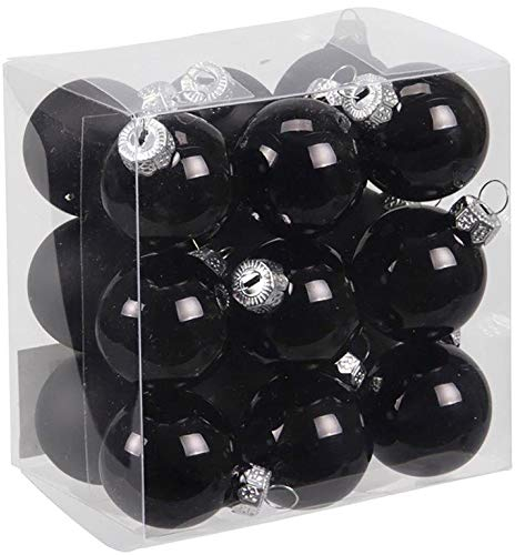 Kleine Baumkugeln aus Glas Ø 2 cm/2,5 cm/3 cm - Christbaumkugeln Baumschmuck Christbaumschmuck Weihnachtsbaumschmuck Weihnachtsbaumkugeln (3 cm, 18 Stück Schwarz (Matt,Glänzend))