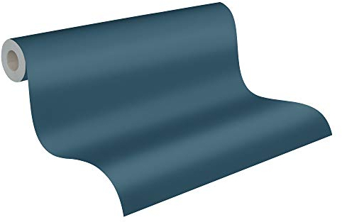 A.S. Création Papier Peint Uni New Life Papier peint intissé 10.05 m x 0.53 m Bleu Pétrole Fabriqué en Allemagne 376802 37680-2