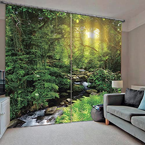NBVGHJ Personalisieren Sie Benutzerdefinierte Mode Blackout Vorhang Wald Landschaft Foto Druck 3D Vorhang Moderne Natur Landschaft Vorhänge Dekoration (B) 180 × (H) 200 cm