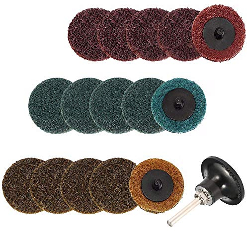 Bestgle 15pcs 2 Quick Change Roll Lock Sanding Discs Set, Aluminium Oxide Abrasive Discs with Disc Pad Holder for Die Grinder, Surface Prep, Paint & Rust Removal, Grinding & Polishing