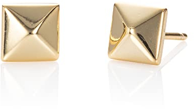 Namana Kleine quadratische vergoldete Ohrringe für Frauen und Mädchen aus 925 Sterling Silber, einfache Goldene Ohrstecker 925 für Damen in Pyramidenform, Goldschmuck für Frauen