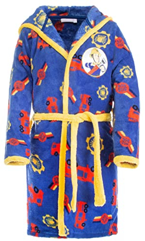 Brandsseller Kinder Kapuzen Bademantel - mit Motiven im Stil von Feuerwehrmann 98/104 Blau-Gelb