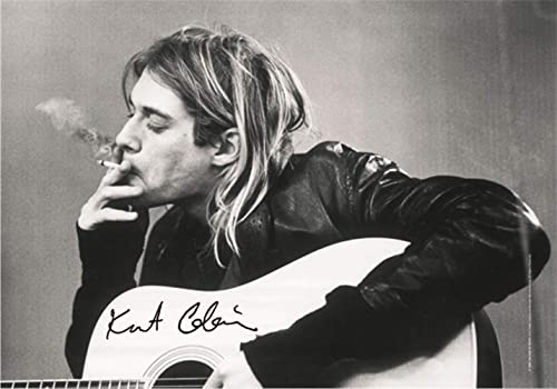 XGAGHB Kurt Cobain Rauchgitarre, Poster, 28 x 43 cm, Grau, matt, ungerahmt, Uni, für den Innenbereich, Wohnzimmer, Musik, Grunge Landschaft, Papier, Wandmontage, 1 Count, rechteckig