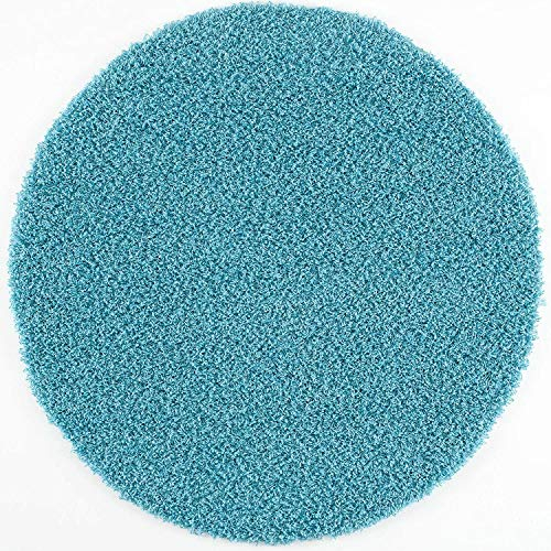 Muratap Teppich Wohnzimmer Modern - Loca Shaggy - Hochflor Teppich Weich und Warm Schmutzabweisend und Pflegeleicht Wohnzimmerteppich - Große: 150 cm - Rund - Farbe: Türkis Blau