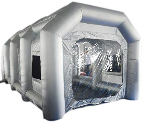 Portable Inflatable Spray Cabin Tent 4 x 2.5 x 2.2 m, Oxford Fabric PVC Car Paint Cabin with Transparent Window for Car Painting and Repair of Motorcycles