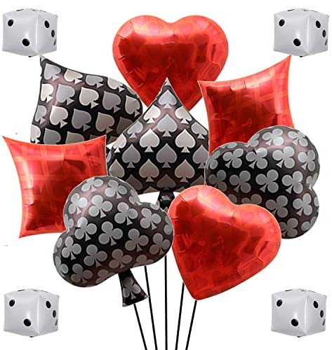 12 Stück Casino Thema Party Luftballons Spielkarten Luftballons Casino Würfel Folienballons Casino Party Dekoration Supplies für Las Vegas Party, Poker Events, Casino Nacht Geburtstag