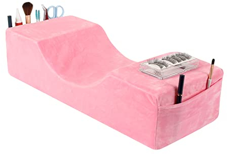 Toymay Wimpernkissen für Wimpernverlängerungen, Memory-Schaum, Nackenkissen, Wimpernverlängerung, ergonomisches Rückenschlafkissen, Reisekissen (Rosa)