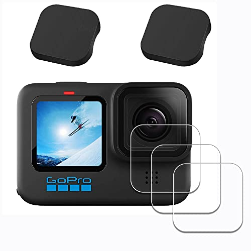 iDaPro Objektivschutz für GoPro Hero 11 Hero11 Mini Schwarz + Objektivschutzdeckel [3+2 Pack] gehärtetes Glas für Go Pro Hero 11 Mini, einfache Installation