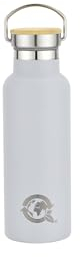 FOR NOW FOREVER Sustainable Insulated Vacuum Flask Stainless Steel with Bamboo Stainless Steel Lid for Hot and Cold Drinks 500ml (Grey)