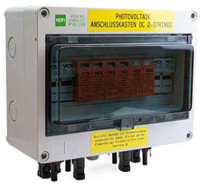 NAKA Solar Anschlusskasten Photovoltaik Solarmodul DC 2 Strings 1200V T2 3P, Überspannungsschutz Blitzschutz für PV Anlage Solarmodule UV-beständig & Wasserdicht Weiß