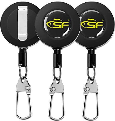 SF Fly Fishing Zinger Retractor Anglers Tool Gear Combo Steel Cord Back Clip 3Pcs