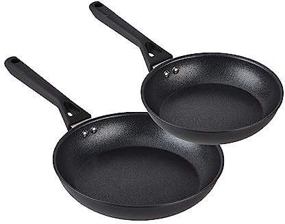 Ninja ZEROSTICK Classic 20cm Frying Pan [CW50020UK] and Classic 24cm Frying Pan [CW50024UK] Aluminium, Induction Compatible, Dishwasher Safe, Oven Safe to 180°C, Black