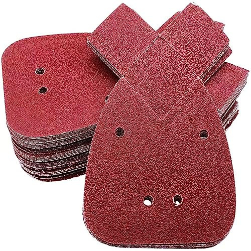 50pcs Sanding Sheets for Black and Decker Mouse Sanders,4 Holes Hook and Loop Sanding Pads,with Additional 2 Replacement Tips,40 60 80 120 240 Grit Sandpaper Assortment Palm Detail Sander Sandpaper