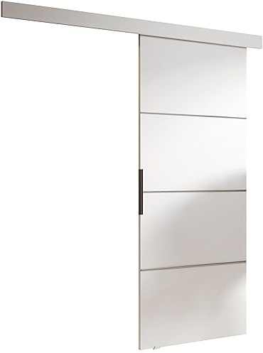 KIER FURNITURE Schiebetür Komplettset - MALIBU - Tür mit Laufschiene - Schiebetürsystem - Raumspartür - Innentüren - Schiebetür - Weiß 96 x 205 x 1,6 cm