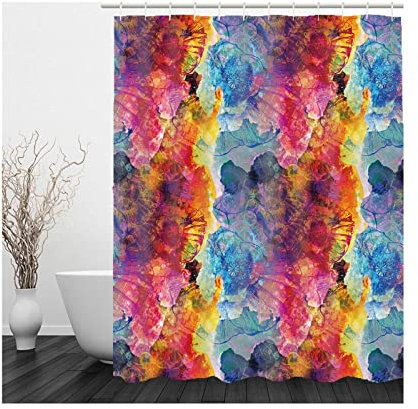 Whoiy Duschvorhang Blumen Pink, Duschrollo für Dusche 165X180cm Polyester Duschvorhänge Blau Waschbar Wasserdicht