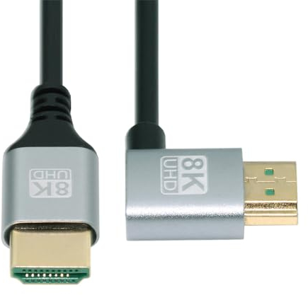 xiwai Cable HDMI 2.1 ultra delgado de 8 K HDTV de 1 m, 4K, cable delgado súper flexible, ángulo recto, 90 grados, tipo A macho a macho, para computadora, HDTV, proyector, cine en casa