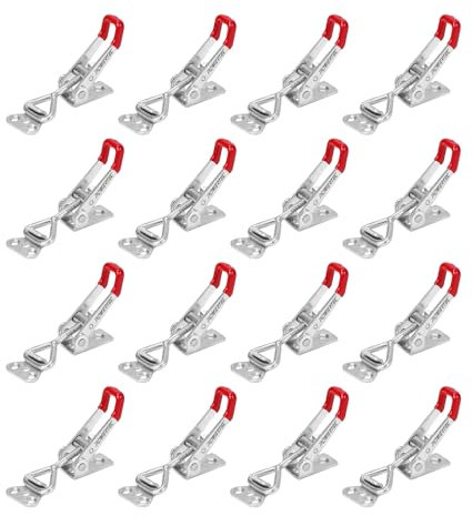 POWERTEC 20332-P2 Pull Action Latch Toggle Clamp 4001 – 220 lb Holding Capacity w Red Vinyl Handle Grip, 16 PK