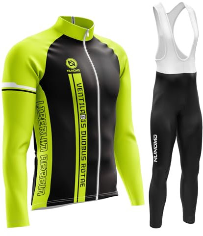 Abbigliamento Completo Ciclismo Uomo Tuta Bici da Corsa Invernale Maglia MTB Manica Lunga + Salopette Imbottiti con Gel 9D MTBGel Caldo e antivento (TYPE-8A,XXL)