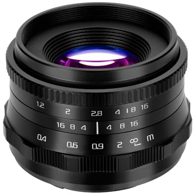 JINTU 35mm F1.2 Portrait Lens Manual Focus Large Aperture Compatible with Sony E-Mount Mirrorless Cameras A6000 A6100 A6600 A6400 A6500 A5000 A5100 A6300 NEX 3 5R A7IV A7II A7III A7RIII Black