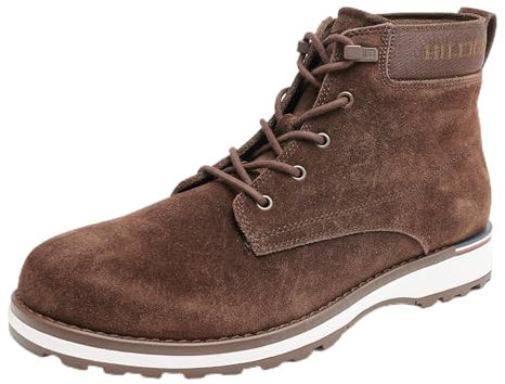 Tommy Hilfiger Uomo Stivali Corporate Outdoor Suede Boot in Pelle, Marrone (Cocoa), 43