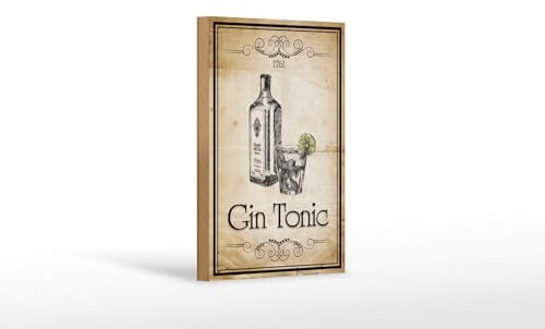 Femer Holzschild Alkohol 12x18cm 1761 Gin tonic Retro