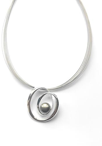 Graci8 Silver Necklace, Elegant Wire Chain, Pearl Drop Swirl Pendant for Women. The Rose Necklace