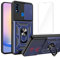 LYZXMY Funda para ZTE Blade A51 (6.52) + 1 x Protector de Pantalla Vidrio Templado - Carcasa con Soporte rotativo de 360 °[ Doble Capa PC + TPU ] Caso Case Azul