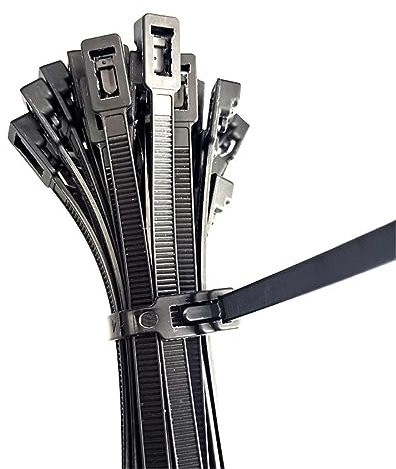 Donboly 100 pezzi Fascette Plastica per Cablaggio, Fascette Riutilizzabili, Nylon Cavi Stringicavo Fascette Elettricista,Resistenza alla rottura 22 kg (Nero, 5 * 200mm)
