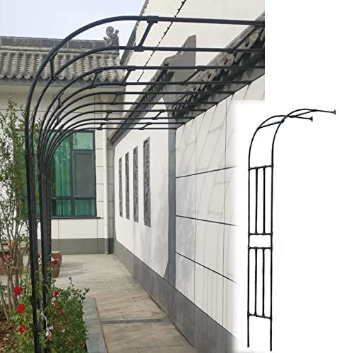 0,6 m-2,4 m Arco da giardino nero, archi laterali per carichi pesanti per muro, pergolato da giardino bianco per piante da giardino, supporto per traliccio in ferro (nero, 150 x 240 cm/4,9 x