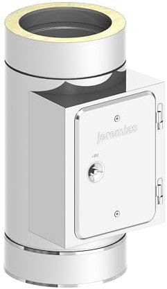 Reinigungselement/Revisionselement (bis 600°C) mit Tür passend für doppelwandige Schornsteine mit Ø 200mm Innen- und Ø 250mm Außendurchmesser, Edelstahl