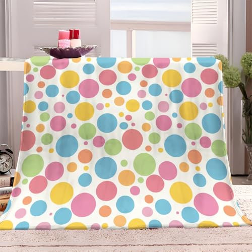 Kuscheldecke Flauschig Decke 100x150 cm Warme Sherpa Decke Bunte Punkte Super Weiche Flanelldecke Wohndecke Schlafdecke Sofadecke Couchdecke für Winter