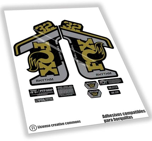 WP456 Aufkleber kompatibel mit Fox 32 RH Rhythm Bicolor Forks Bike Stickers, MTB Decals, Auffkleber, Federgabel (Gold)