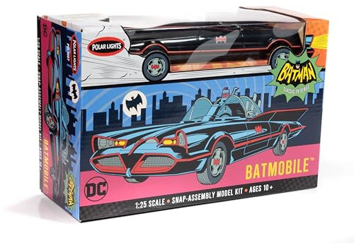 Polar Lights 1966 TV Batmobile Model Kit 1:25 Scale – SNAP Together, Pre-Painted Body, No Glue or Paint Needed