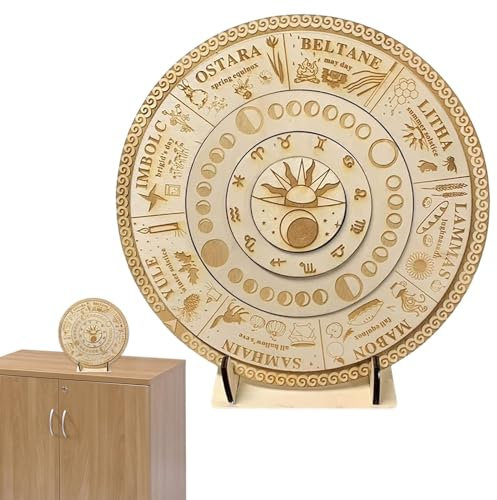 Rad des Jahres, Kalender des Jahres | Wünschelrutenbrett aus mit Ständer | himmlische Weihnachtsdekoration für Cafés, Geschäfte, Häuser, Büros, Yoga-Räume und sa