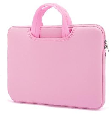 Cmis Kbei Sac d'ordinateur de 40,6 cm et 43,2 cm, poche avant pour alimenter, souris, grand espace, sac à main pour ordinateur portable, sac à main léger pour ordinateur, rose clair, 16-17inch