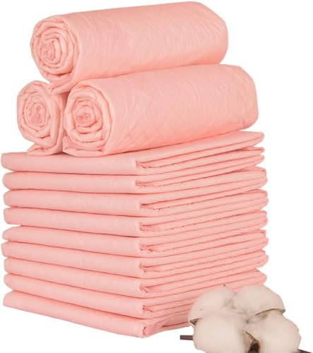 Disposable Tray Liners, 25 50 pcs Super Absorbent Training Pads, 5-Layer Leak-Proof Box Kitten Cat Litter Liners, Larger 60 x 45 cm Cat Litter Box Liners for Cat Breeze System (50 Pack Pink)