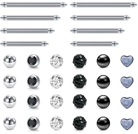 Briana Williams Zungenpiercing Brustwarzenpiercing Chirurgenstahl 14G Piercing Barbell Silber 12/14/16/18/20mm Stablänge