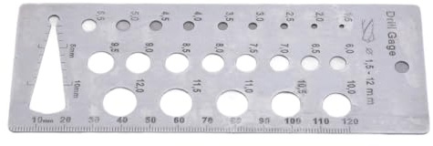 Pocoiau Bohrlehre, Bohrlehre, 1,5–12 mm, Edelstahl, metrisches Bitlehre für genaue Messung, äquivalente Schrauben und Drahtdurchmesser-Messgerät